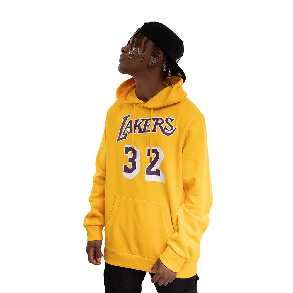 Polerón Canguro con Capucha de Hombre Mitchell and Ness Los Angeles Lakers Amarillo 32