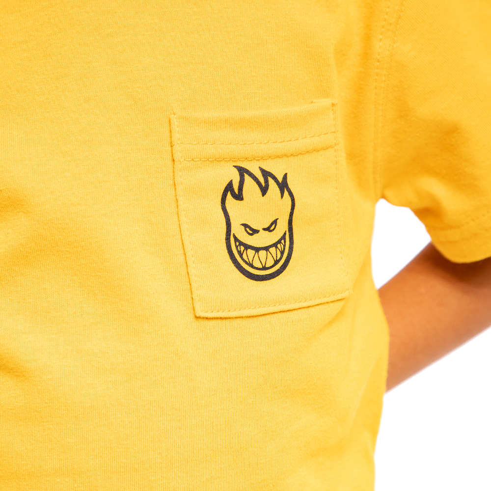 Polera manga corta de niños spitfire 360° con bolsillo amarillo