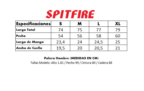 Polera manga corta hombre spitfire ride the fire cafe 2023