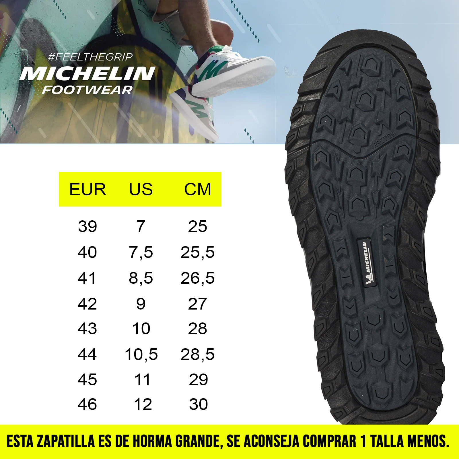 Zapatilla Urbana Street Hombre PU15 Verde Naranjo Michelin Footwear