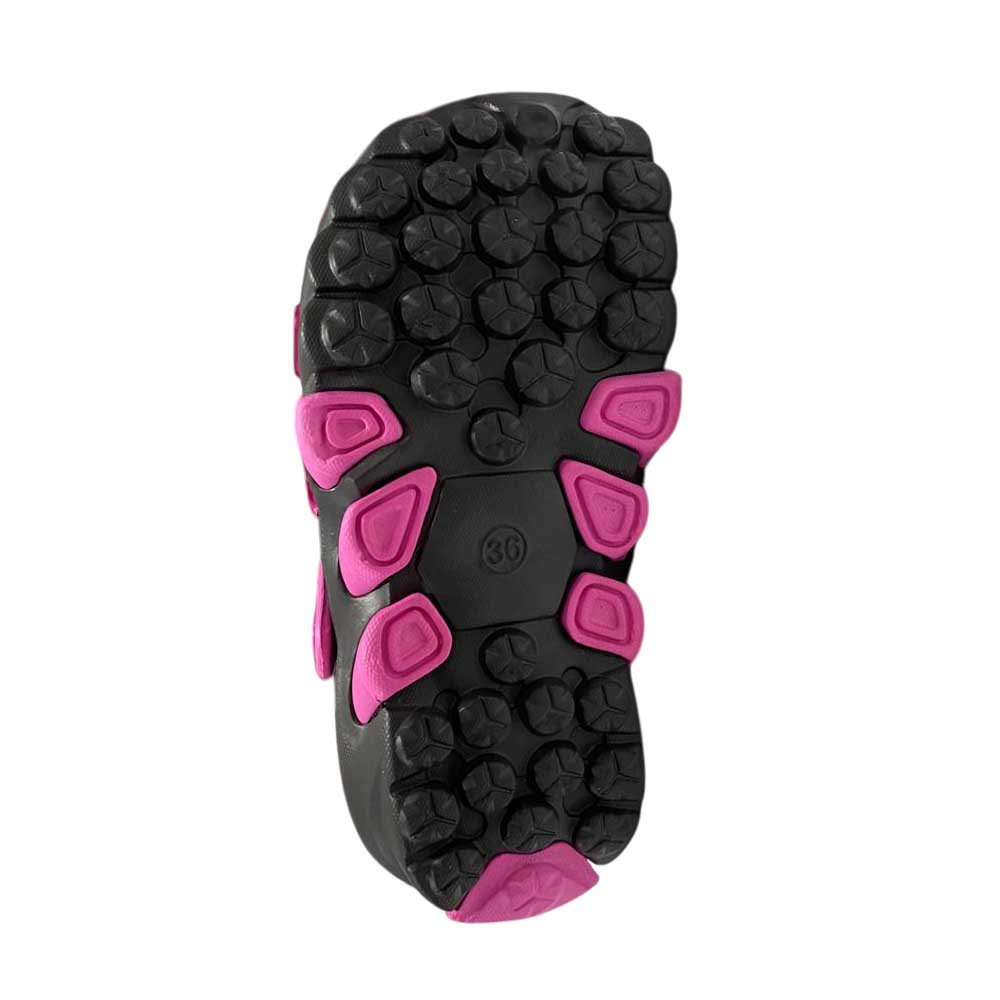 Sandalia Negro Fucsia Mujer