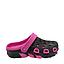 Sandalia Mujer Zueco Negro Fucsia Block