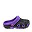 Sandalia Mujer Zueco Negro Morado Block